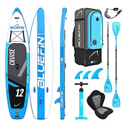 Bluefin SUP Inflatable Stand Up Paddle Board | 6” Thick | Kayak Conversion Kit | All Accessories | Multiple sizes: Kids, 10’8, 12’, 15' (Blue 12')