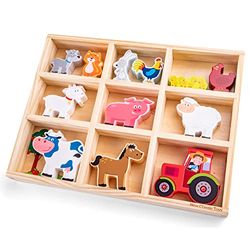 New Classic Toys Boerderijdieren van hout in doos