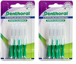 Denthoral 8 brossettes interdentaires à bout cylindrique de diamètre 0,3 mm avec capuchon de protection hygiénique - 21 g (Lot de 2)