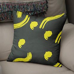 Bonamaison Decorative Cushion Cover, Polycotton, Yellow, Standard