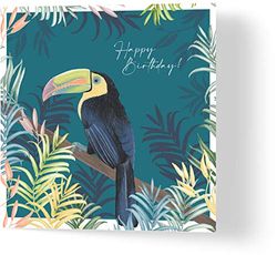Toucan Paradise - Birthday Card - Made from Recycled Materials - Greeting Cards for Friends, Family, Loved Ones - Made by UK Independent Artists - Compostable Packaging