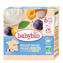 Babybio - Lait de brebis français - Gourdes Brassé Prune d'Aquitaine 4x85 g - 6+ Mois - BIO