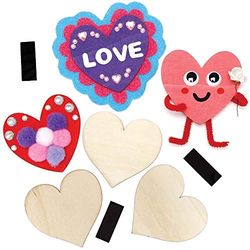 Baker Ross AX692 Imanes de Corazones - Paquete de 12, imanes para refrigerador para niños, Actividades de Pintura para niños, Ideal para el día de San Valentín