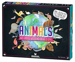 moses All About Animals, el Gran Tesoro del Conocimiento sobre Animales, cuestionario con 2 Niveles de dificultad, Juego de adivinanzas para 2-5 Jugadores a Partir de 12 años, Color carbón (90393)