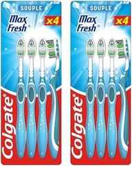 COLGATE – Cepillos de dientes Max Fresh – Suave – Aliento fresco – Ayuda a eliminar la placa dental – Juego de 4 (Paquete de 2)