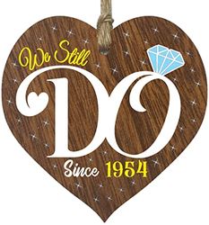 71st Wedding Anniversary Wooden Heart Plaque - We Still Do Since 1954 - Dark Wood Sign Keepsake, Celebrate 71st Anniversary Wife Husband Boyfriend Girlfriend, Plaque with Quotes Gifts