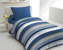 Home Linge Passion Stanis - Juego de Funda nórdica (140 x 200 cm), Color Azul