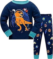 CM-Kid Unisex baby, Pigiami Per Bambini pyjamas-set, Dinosauro - Nero, 7 År