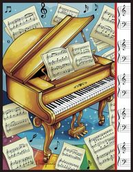 Cuaderno de música para piano: Libreta de papel pautado pentagrama musical con sistema doble en clave de sol y fa. Partitura en blanco para el estudio y la composición