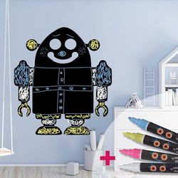 Ambiance Sticker Lavagna in ardesia - Adesivi da parete adesivi cancellabili - Robot - H40 x L35 cm + 4 gessi liquidi
