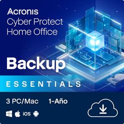 Acronis Cyber Protect Home Office 2023 , Essentials , 3 PC/Mac , 1 año , Windows/Mac/Android/iOS , Seguridad y copia de seguridad en Internet , Envio por correo electrónico