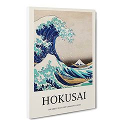 The Great Wave Off Kanagawa By Katsushika Hokusai Asian Japanese Canvas Wall Art Print Ready to Hang, Framed Picture for Living Room Bedroom Home Office Décor, 20x14 Inch (50x35 cm)