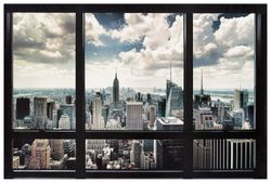 Artopweb Window - New York 60x90 cm Decoratief paneel, papier, kleurrijk, 90 x 60 cm