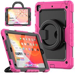 Viasccy hoesje voor iPad 6e/5e generatie hoesje, iPad 9,7 inch 2017/2018/iPad air 2 schokbestendige hoes militaire kwaliteit zware hoes met potloodhouder + roterende standaard