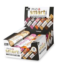 PhD Nutrition Smart Bar Barre Protéinée Variétés Mixtes 12x64g - Snack Haute Protéine avec 20g de protéines et peu de sucre, Barre protéinée macro-friendly