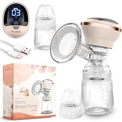 Nukido Extractor de leche eléctrico 3 modos portátil LED pantalla libre BPA silicona beige oro