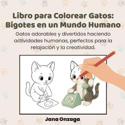 Libro para Colorear Gatos: Bigotes en un Mundo Humano: Gatos adorables y divertidos haciendo actividades humanas, perfectos para la relajación y la creatividad.