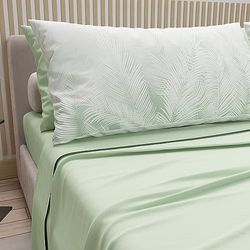 PETTI Artigiani Italiani - Sábanas de algodón con Fundas de Almohada de impresión Digital, sábanas Cama Individual, Juego de Cama Individual, Salvia, 100% Fabricado en Italia