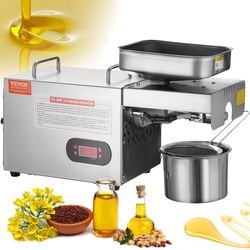 VEVOR Pressa per Olio Elettrica, Macchina per l'estrazione dell'Olio in Acciaio Inox 850W, Temperatura Regolabile 0-300 ℃, Pannello per Olio a Pressa a Caldo per Spremere Arachidi, Semi di Sesamo
