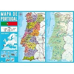 Grupo Erik Portugal Map Desk Mat in Portuguese | 13.5 x 19.5 inches - 34.5 x 49.5 cm Pad Desk Protector Mat | Cute Stationery, Back to School Supplies