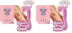 by Amazon Rasoio da donna a 5 lame con impugnatura Multi Axis Pivot + 3 ricariche, 4 Unità (precedentemente marchio Solimo) (Confezione da 2)