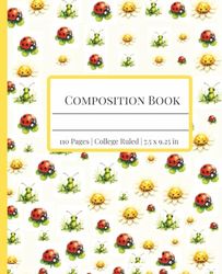 Composition Book College Ruled –: Ladybugs and Grasshoppers, Vibrant Pattern Perfect for Students & Teachers (College Ruled, 110 Pages, 7.50 x 9.25 in)