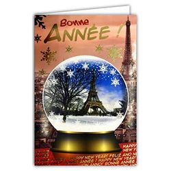Afie Lotto di 10 biglietti identici per felice anno nuovo con 10 buste adatte al formato 12 x 17,5 cm, auguri d'inverno, festa di fine anno, Natale, Capodanno dicembre gennaio LOT10-61-4043-A BA