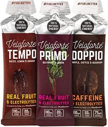 Veloforte Mixed Energy Gel Pack with Fast Releasing Energy, 100% Natural & Delicious Energy Gels with 22g of Natural Energy, Tempo, Doppio & Primo Flavour (24 Pack)