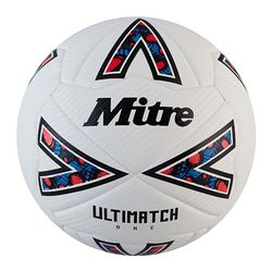 Mitre Ultimatch fotboll, förbättrad kontroll, extra hållbarhet, extra noggrannhet, boll, vit/svart/haklapp röd, 4