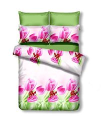 DecoKing Premium 155x220 cm Ropa de Cama 1 Funda de la Almohada 80x80 cm Microfibra Cremallera Flores Blanco Rosa Shirley Emerald Collection