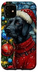 Black Labrador Dog Christmas Art with Ornament Case for iPhone 11