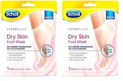 Scholl ExpertCare Dry Skin Foot Mask - Nourishing Foot Mask with Coconut Oil, Urea, and Shea Butter - 24-Hour Moisture for Dry Foot Skin - 1 Pair of Foot Mask Socks, One Size (Pack of 2)