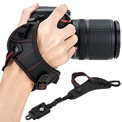 JJC DSLR Camera Handriem met Arca Type Plaat voor Can. EOS 6D 5D 7D 2000D 90D 80D Powershot SX70 Rebel T8i T7i Nik. D750 D780 D850 D7500 D7200 D5600 Coolpix P1000 (ROOD)