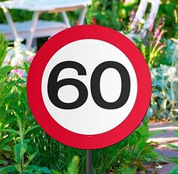 Folat- Traffic Sign-60 Years-Ø 26 cm Guirlande, 05035, Rouge/Blanc