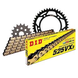 Kettingset DID staal 525VX3 / 112 eindeloos voor Suzuki DL V-stroom, Kawasaki KLV 1000 cc Bj. 2002-2010