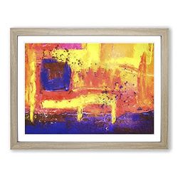 Abstract Art Painting Vol.109 By S.Johnson Modern Art Framed Wall Art Print, Ready to Hang Picture for Living Room Bedroom Home Office Décor, Oak A2 (64 x 46 cm)