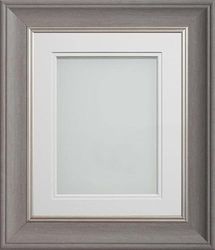 Frame Company Drummond Gunmetal Grey Photo Frame, Double White Mount, 9x7 for 8x6 inch, fitted with perspex