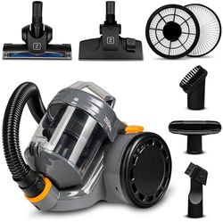 Zeegma Zonder Base Jet aspirateur sans Sac, 899 W Technologie Cyclone Puissance de Performance collecteur de poussière 2L Brosse Turbo 2 filtres HEPA Accessoires, Noir