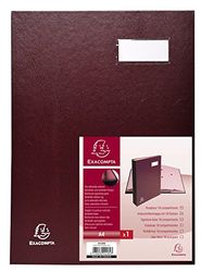 Exacompta - 24184E - 1 bloc de firma ejecutivo - reverso con fuelle de lona - portaetiquetas - tapa de plástico - 18 tarjeteros rosas con 3 perforaciones - 24x32 cm - color burdeos