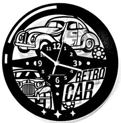 Instant Karma Clocks | Wall Clock | Retro Car Service | Auto Repair Shop | No Ticking Home Decoration, Hdf Wooden, Black, ⌀12inch