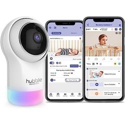 Hubble Pal Glow WiFi Smart Hd1080P Remote Pan, tilt en zoom camera met bidirectionele talkback voor het bewaken van baby's en huisdieren, wit