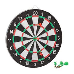 Relaxdays Alvo de dardos clássico X2, plástico e metal, branco e preto, 43 cm