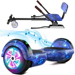 SISIGAD Hoverboard 6.5 inch with Hoverkart for children, self-balancing Eclectic Scooter easy to control, non-slip, LED lights, Bluetooth speaker