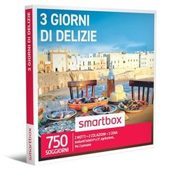 smartbox - Cofanetto Regalo 3 Giorni di delizie - Idea Regalo Originale - 2 Notti con Colazione e 1 Cena per 2 Persone