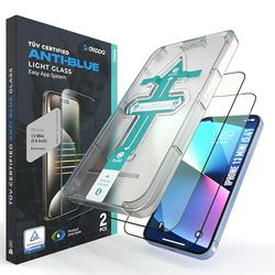 Deppa |2 Stuks| Oogbescherming TÜV Gecertificeerde Blauwlichtfilter Screen protector voor iPhone 13 Mini (5,4') met Sjabloon - Gehard Glas, Displaybescherming, Pantserfolie