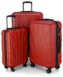 Suitline Resväska i 3 storlekar, trolleyset rullväska hårt skal resväska (55 cm, 66 cm, 76 cm) tvillinghjul, 15, röd, 3er Koffer-Set, Resväskeset