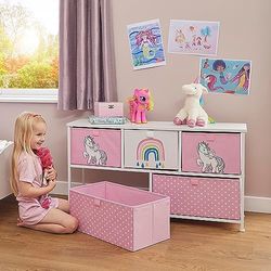 Liberty House Toys Kids Unicorn 5 Drawer Storage Chest, Pink