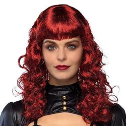 Boland 85716 - Pruik Lady Steampunk, rood, lang haar met krullen, accessoires voor carnavalskostuums, themafeest