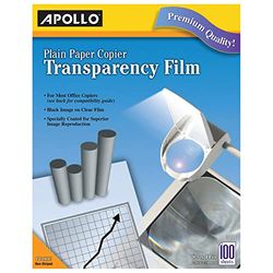 Apollo Transparency Film for Plain Paper Copier, Black on Clear Sheet, Without Stripe, 100 Sheets/Pack (VPP100CE)