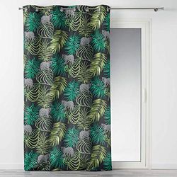 Douceur d'Intérieur, Rideau à Oeillets (140 x 260 cm) Tropical Green, Polyester Imprimé